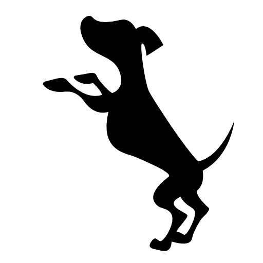 Small dog silhouette standing on his back paws