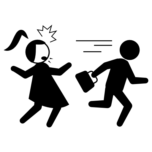 Criminal running with stolen woman bag