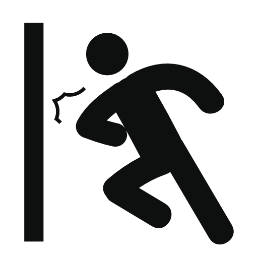 Man pushing a door with his body