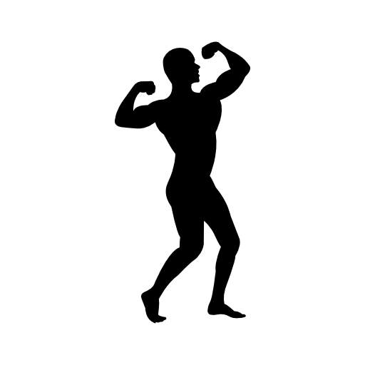 Man flexing his muscles silhouette