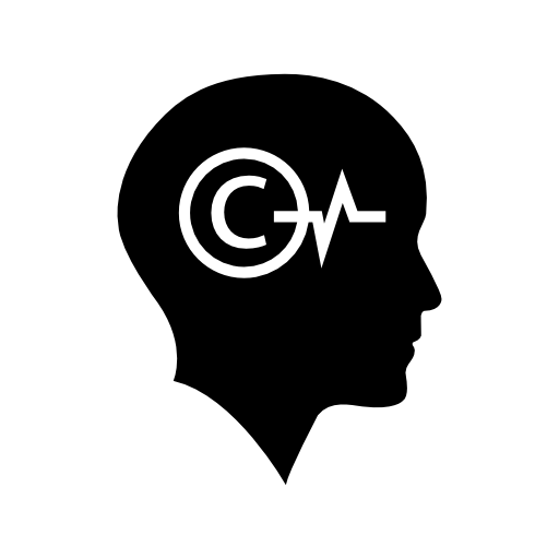 Bald head with copyright symbol and lifeline inside