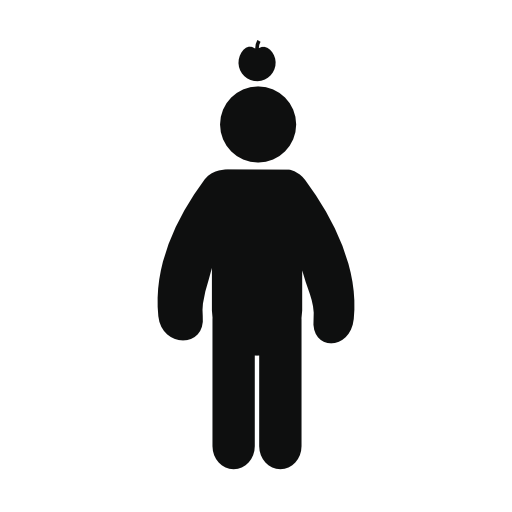 Frontal standing man with a dot over his head