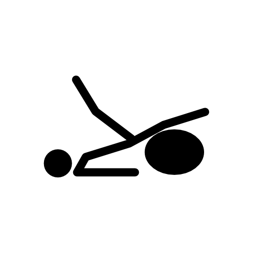 Stick man side view raised on exercise ball