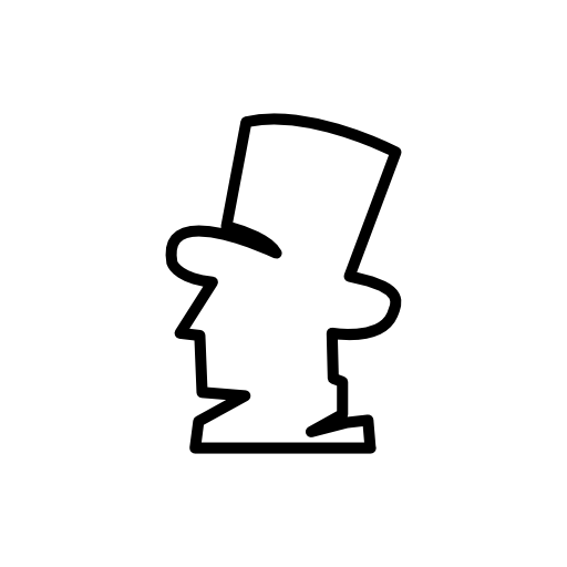 Man with tall hat side view outline
