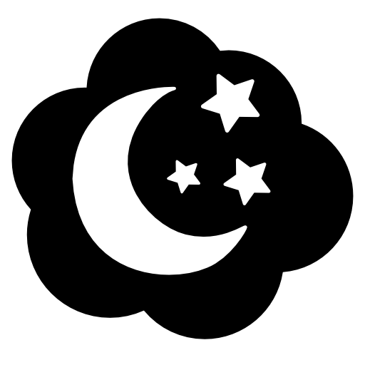 Moon and stars in a cloud