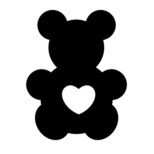 Bear toy silhouette with a heart shape
