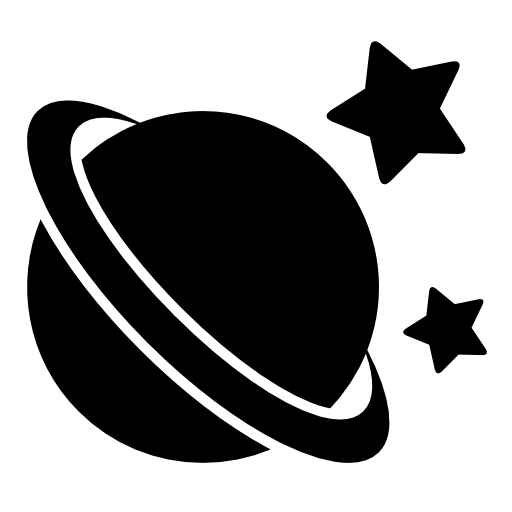 Saturn black shape with stars around