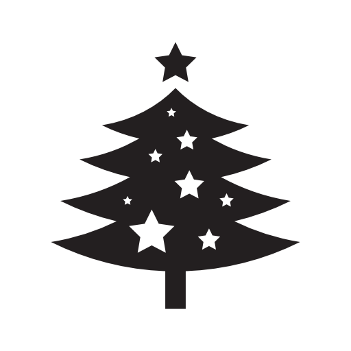 Christmas tree shape ornamented with stars