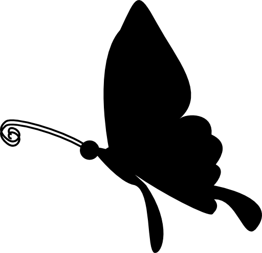Black butterfly shape from side view