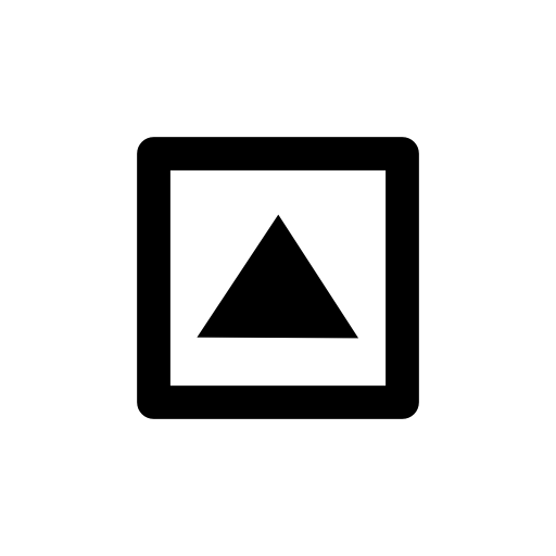 Up arrow of triangular shape inside a square outline