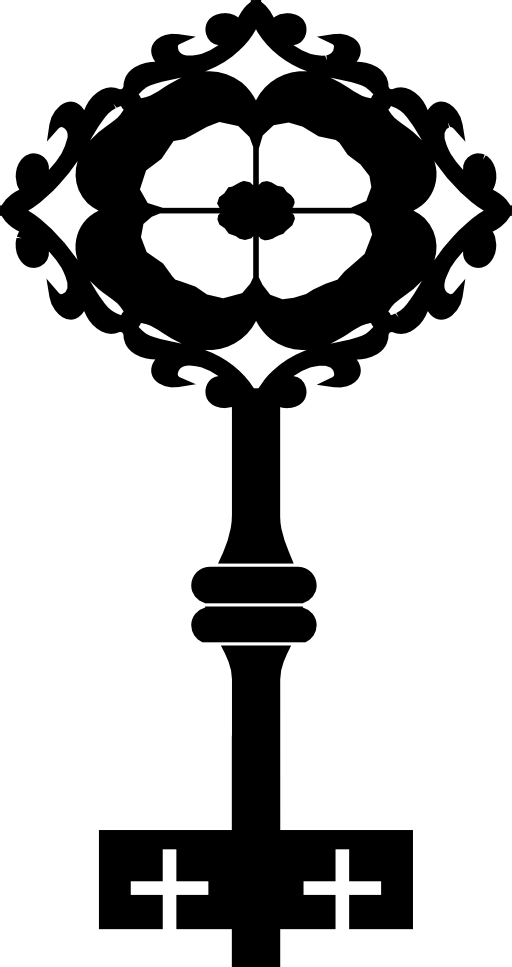 Old key design like a flower in a rhombus