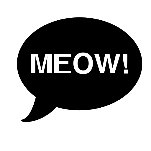 Meow cat sound onomatopoeia in oval speech bubble