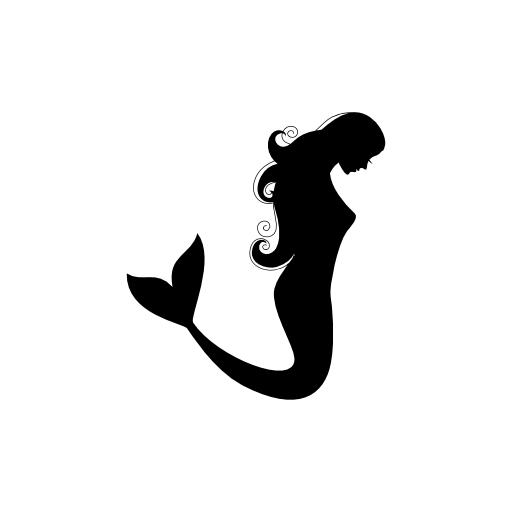 Mermaid side view silhouette
