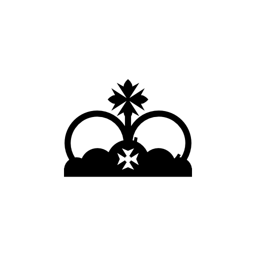 Royal crown with two crosses like crusades symbol