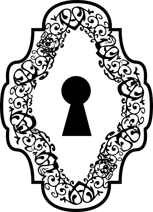 Keyhole in an ornamented vertical symmetrical shape