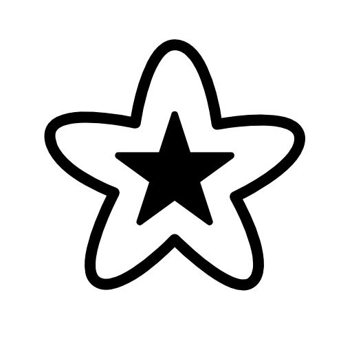 Star outline rounded shape with other black inside