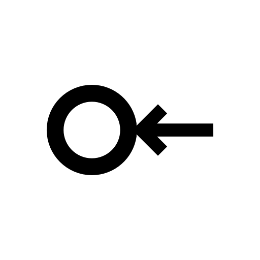 Small circle outline with arrow to the left