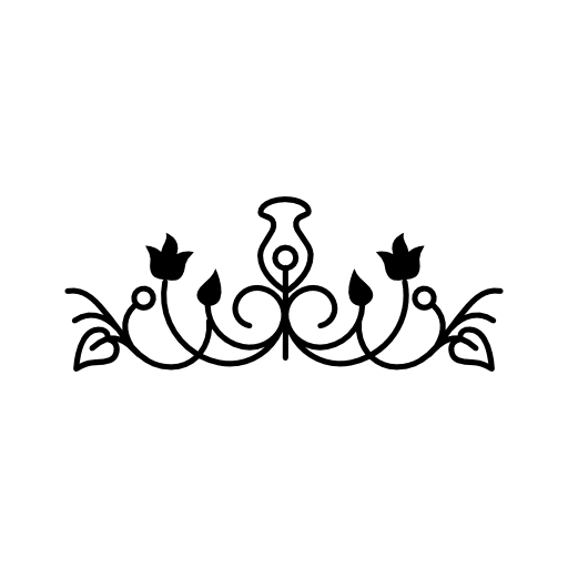 Flower bell outline design variant with vines and leaves