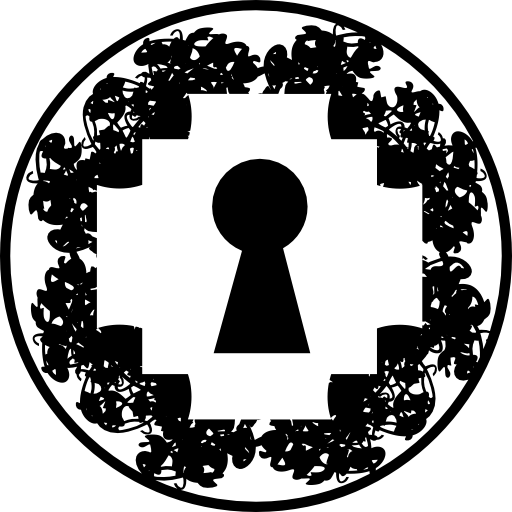 Keyhole in pixelated rhomb shape inside a circle