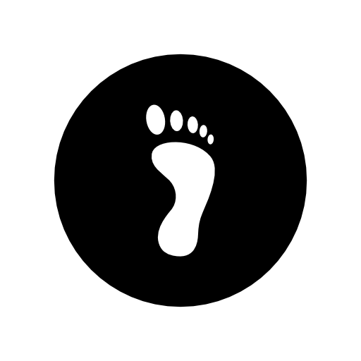 Footprint single on a black circular background