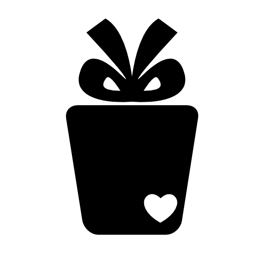 Pot for a plant gift with ribbon and heart