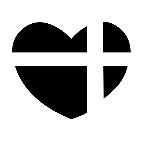 Heart with a cross of present ribbon