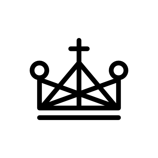 Crown made of triangle outlines with cross and small circles