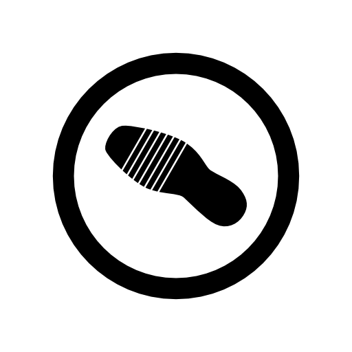 Shoe single footprint in a circle outline