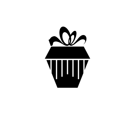 Gift box black with thin striped in perspective