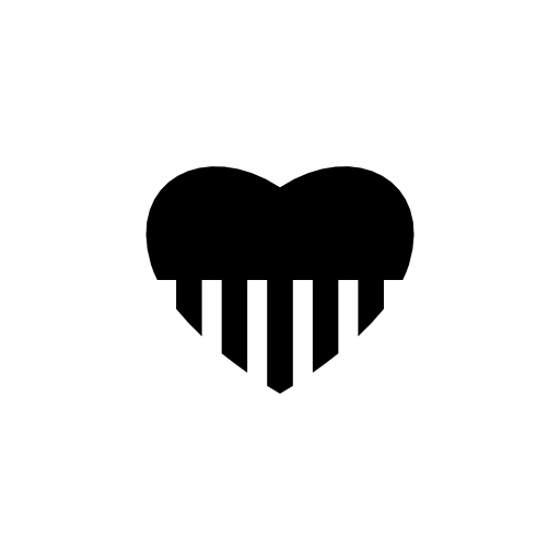Heart shape silhouette with stripes