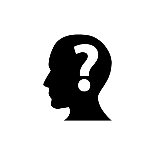 Human head with a question mark inside