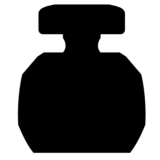 Circular perfume bottle with rectangular cover