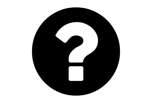 Question mark on a circular black background