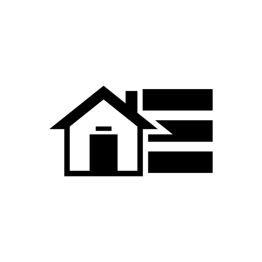 House with three black lines behind