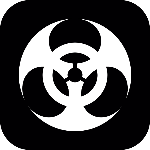 Biohazard symbol on square background
