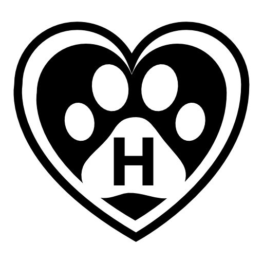 Pet hotel symbol of a heart with a pawprint inside
