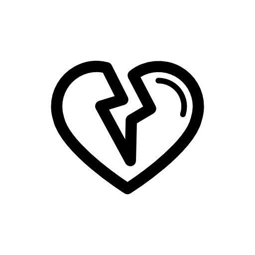 Broken heart shape outline