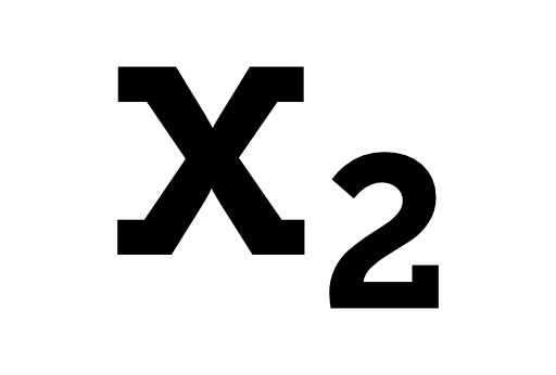 X2 symbol of a letter and a number, subscript