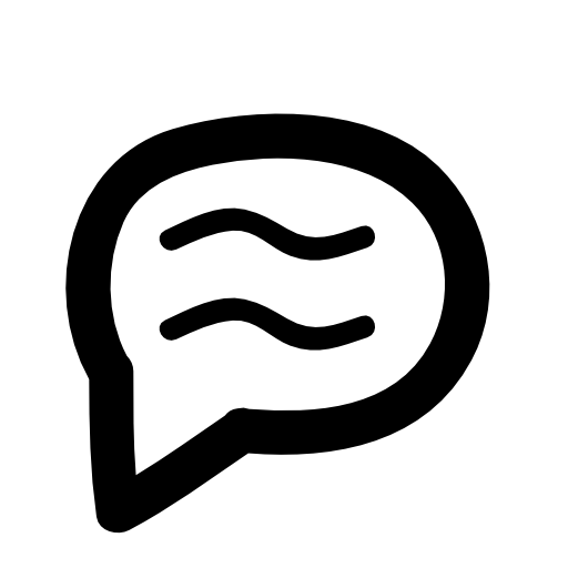 Speech bubble outline with two conversation lines