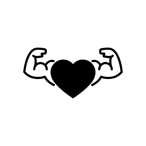 Heart with muscular male gymnast arms
