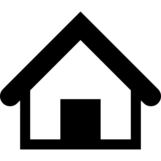 Home outline with black door and roof