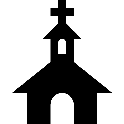 Church black silhouette with a cross on top
