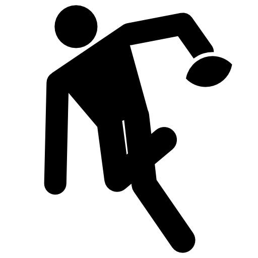 Rugby player black silhouette with the ball in hand