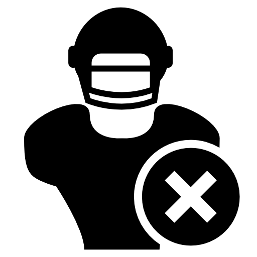 Rugby player close up with delete cross symbol
