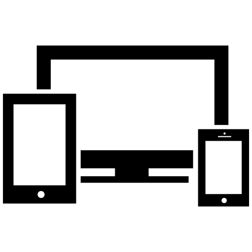 Responsive symbol with a widescreen monitor a cellphone and a tablet