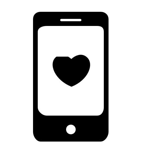 Heart on mobile phone screen