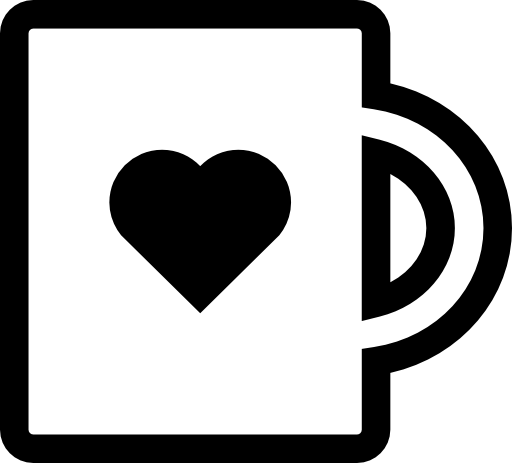 Cup side view outline with a heart romantic symbol