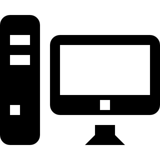 Computer tower and monitor at its side