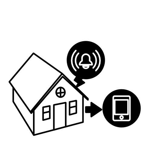House protected by surveillance system with alarm connected to cellphone