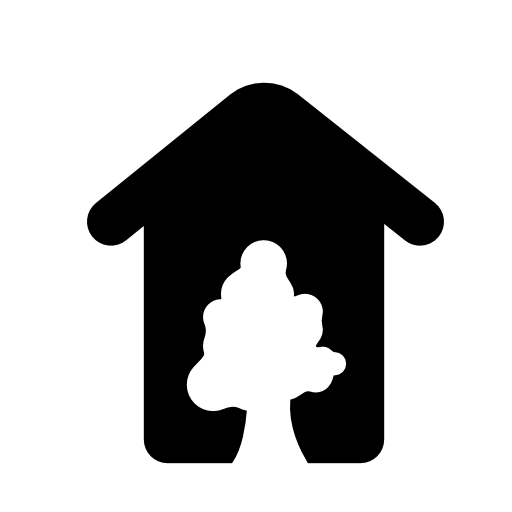 Rural hotel house shape with a tree
